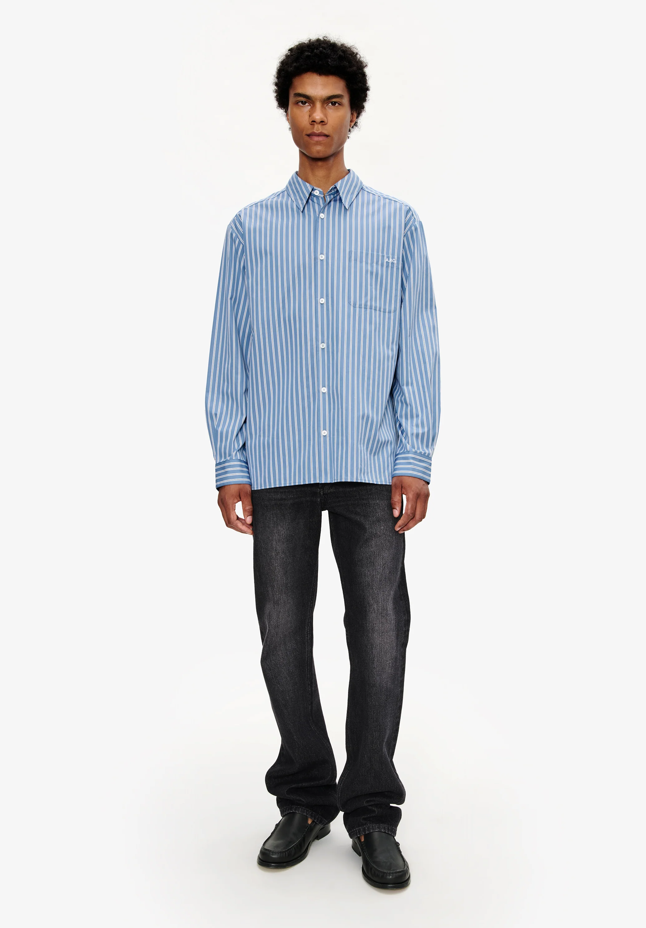 Chemise ample bleue à rayures - Image 2