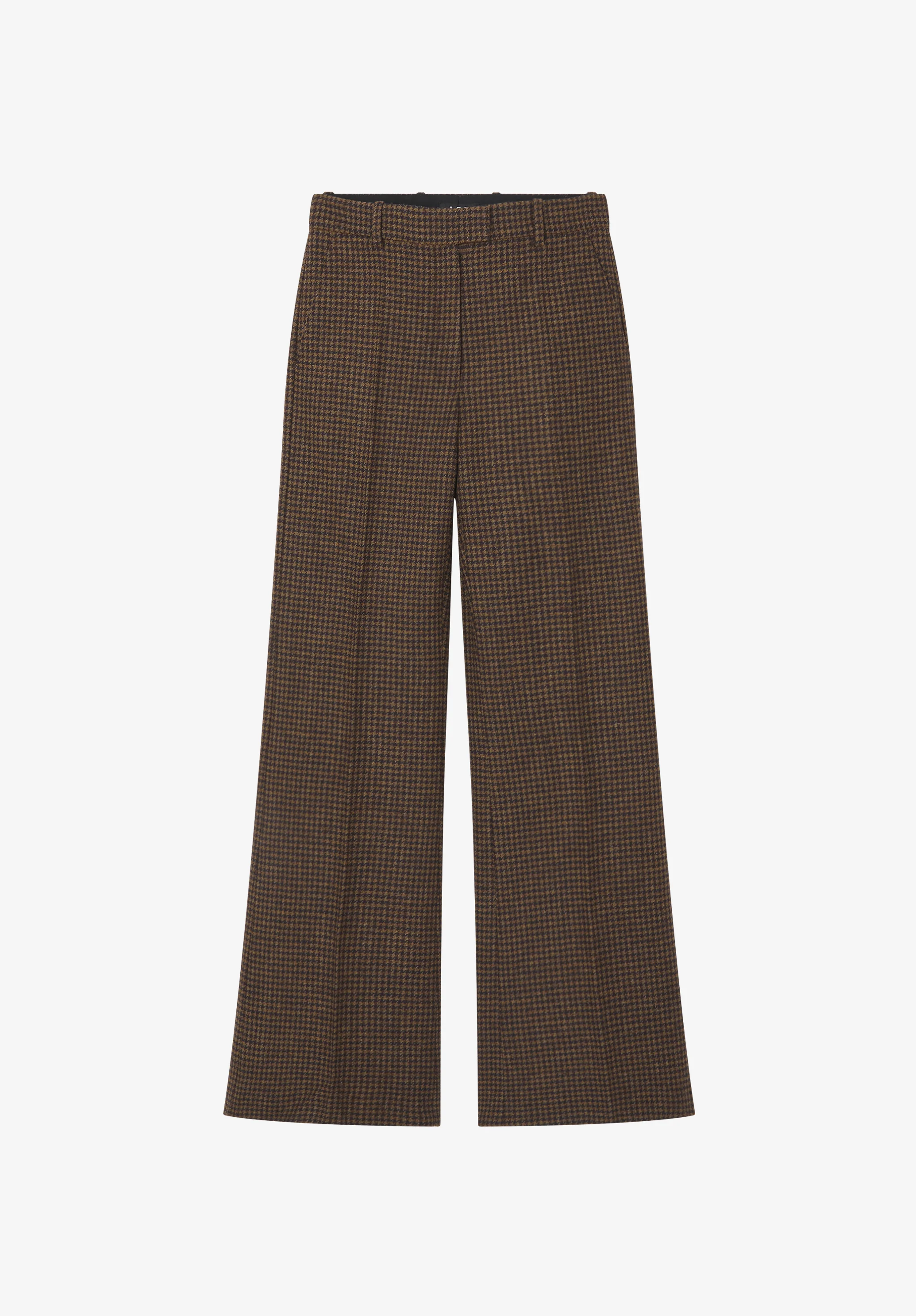 Pantalon pied de poule droit à plis