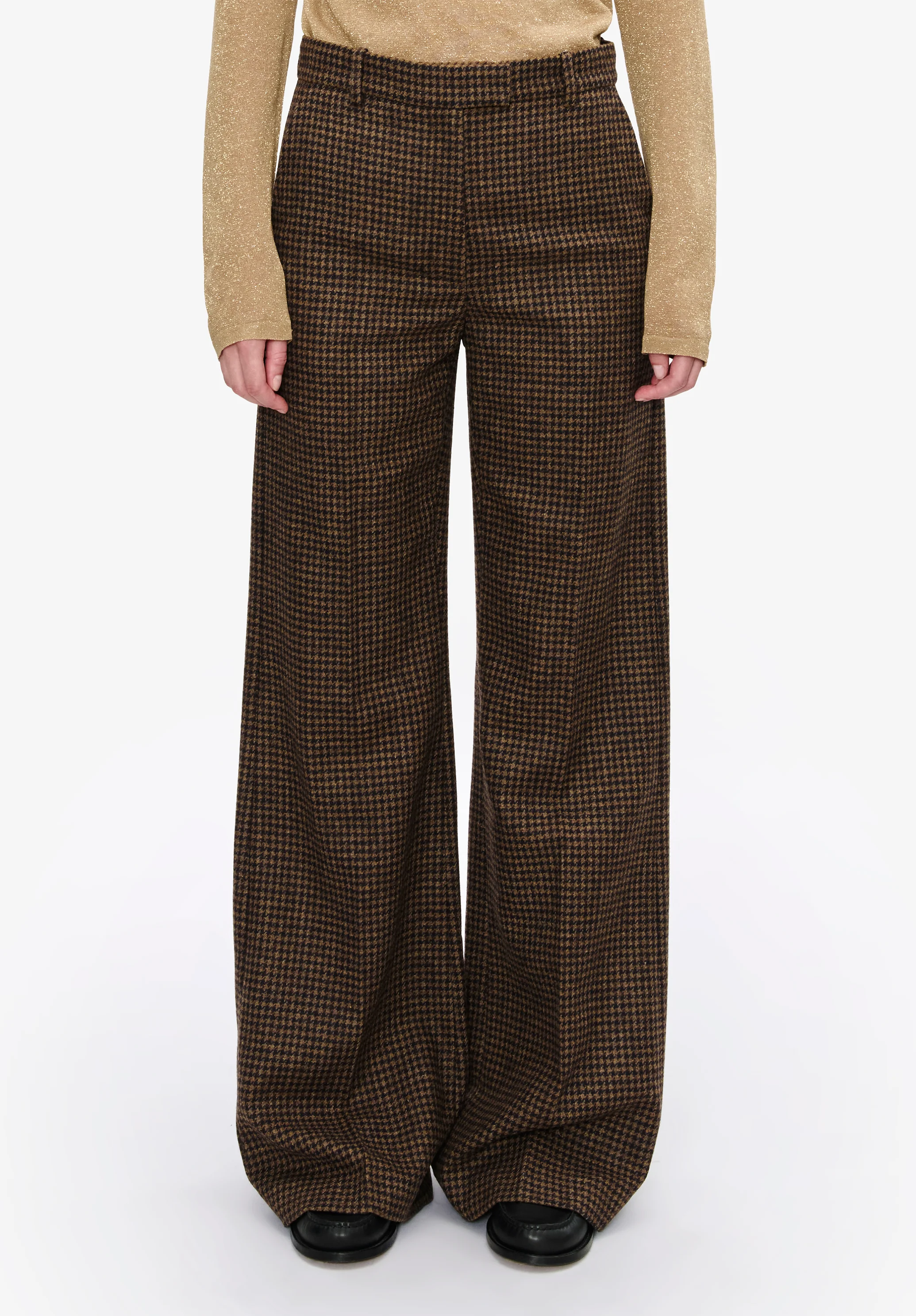 Pantalon pied de poule droit à plis - Image 4