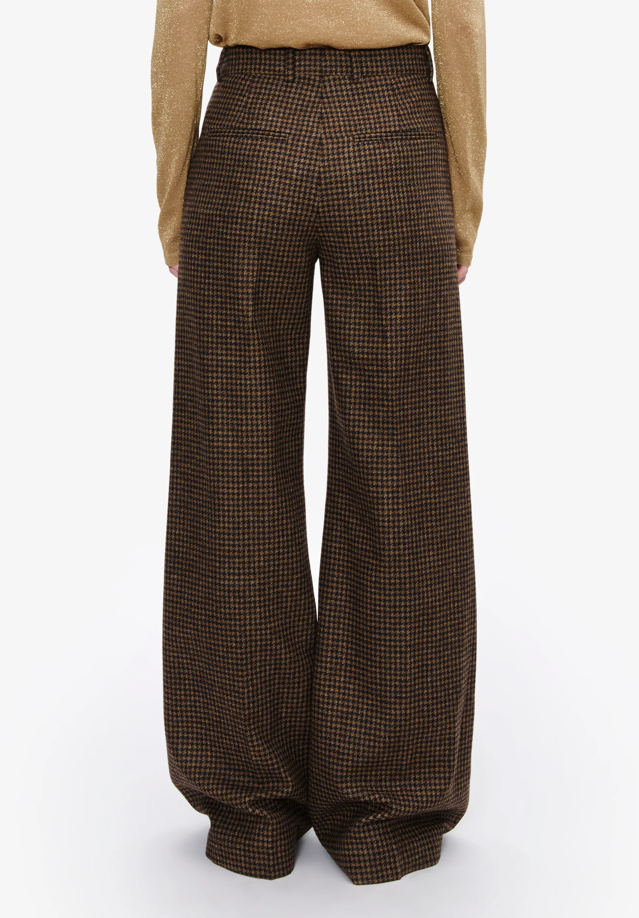 Pantalon pied de poule droit à plis - Image 5