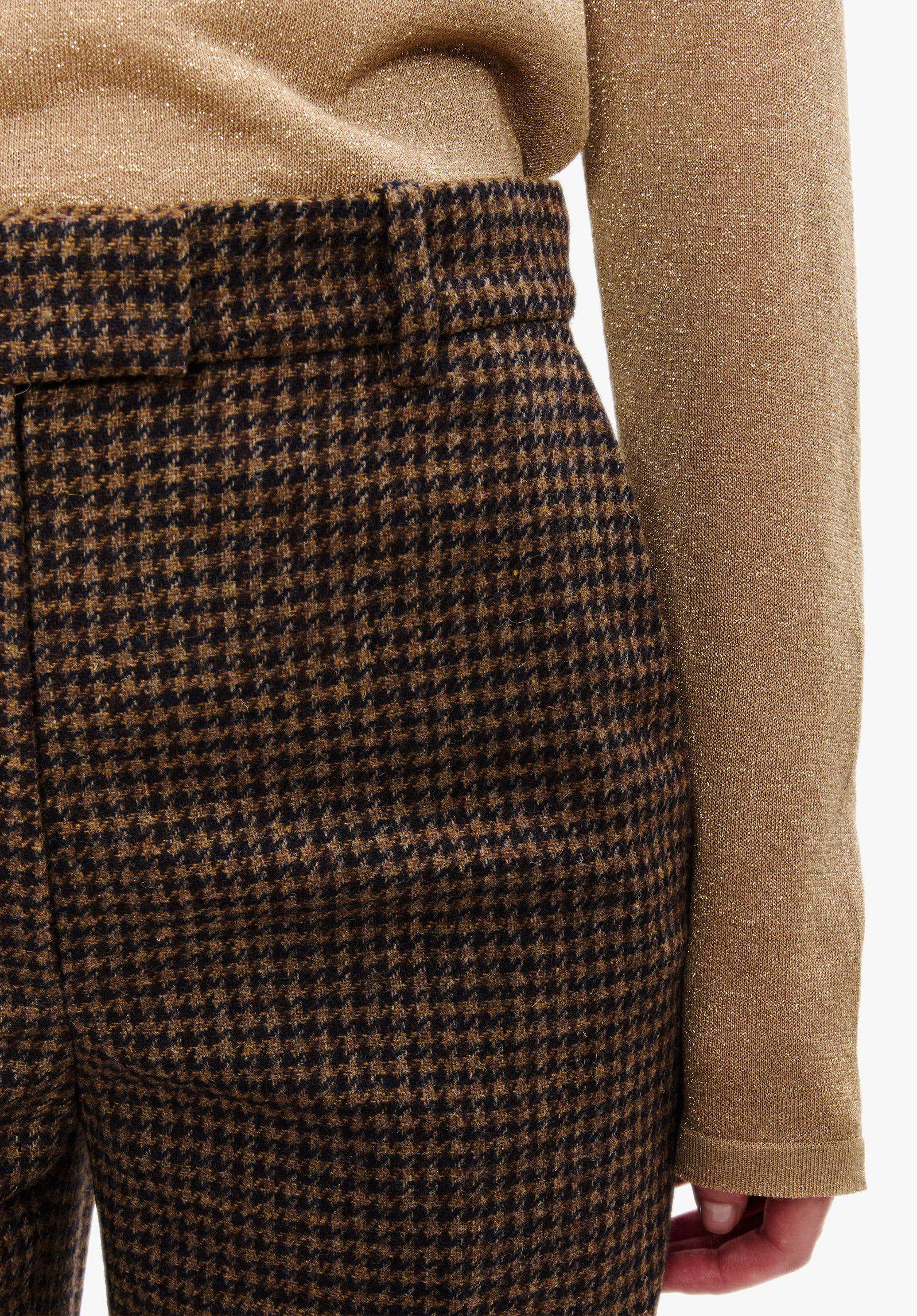 Pantalon pied de poule droit à plis - Image 6